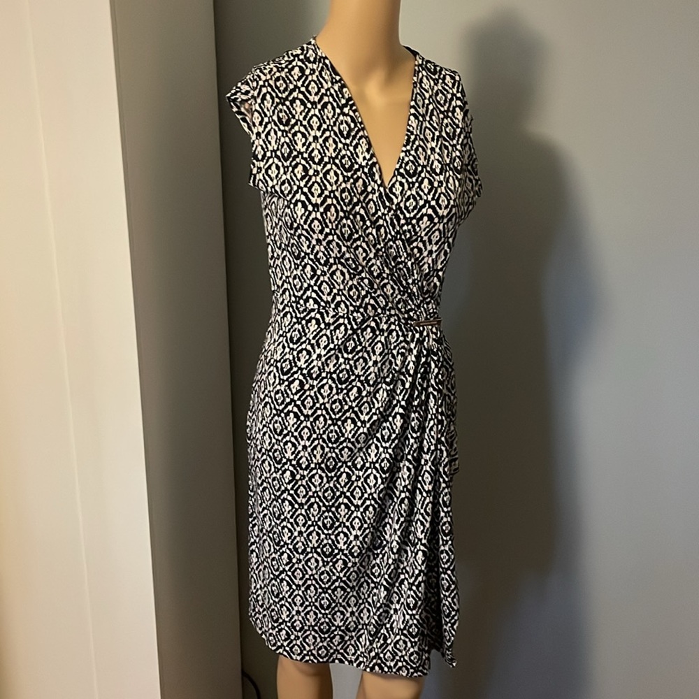 Michael Kors faux wrap dress XS navy & white